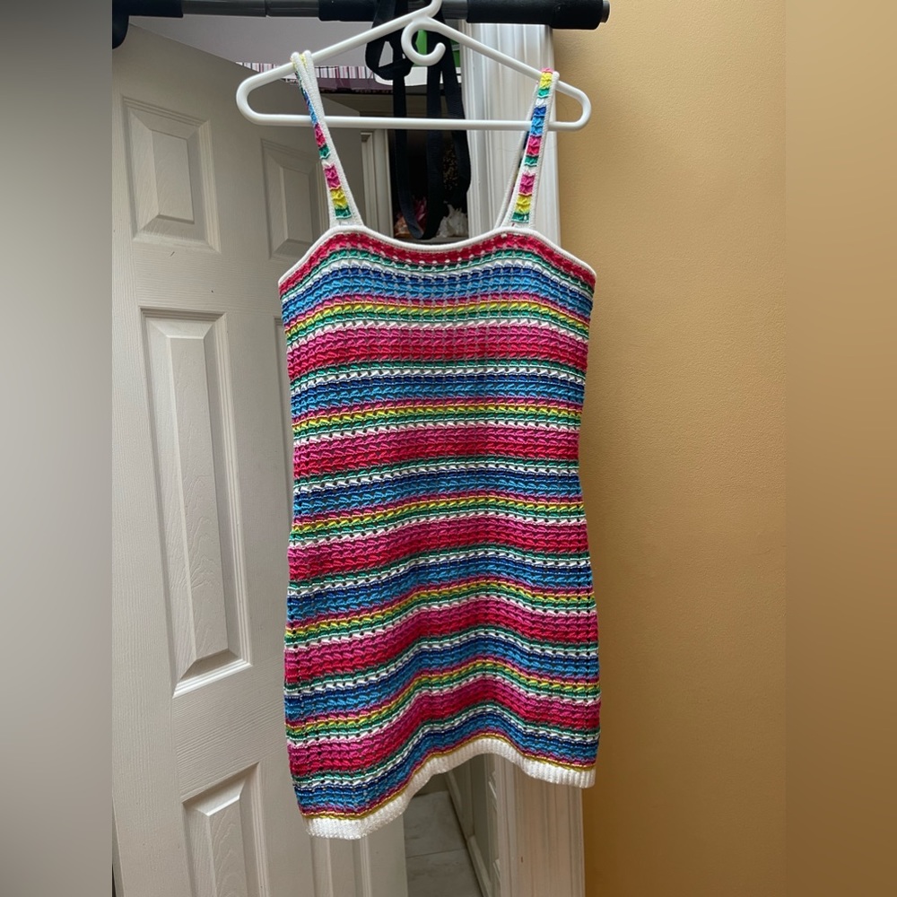 Gap size medium rainbow crochet dress new with tags